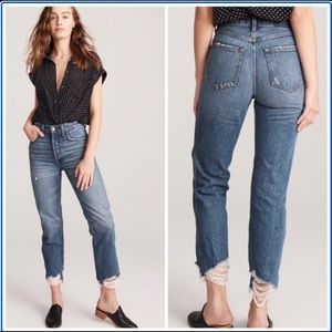 High waist straight ankle jeans